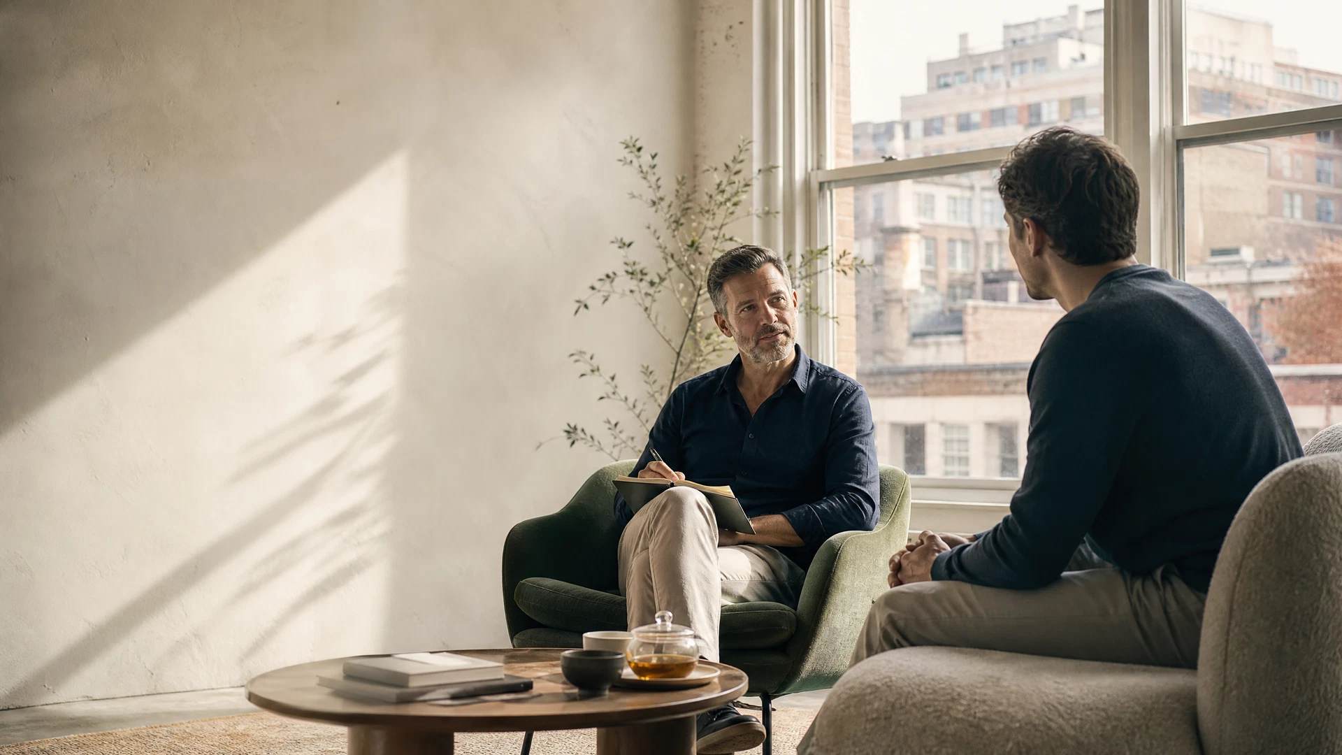 A calm one-on-one coaching conversation